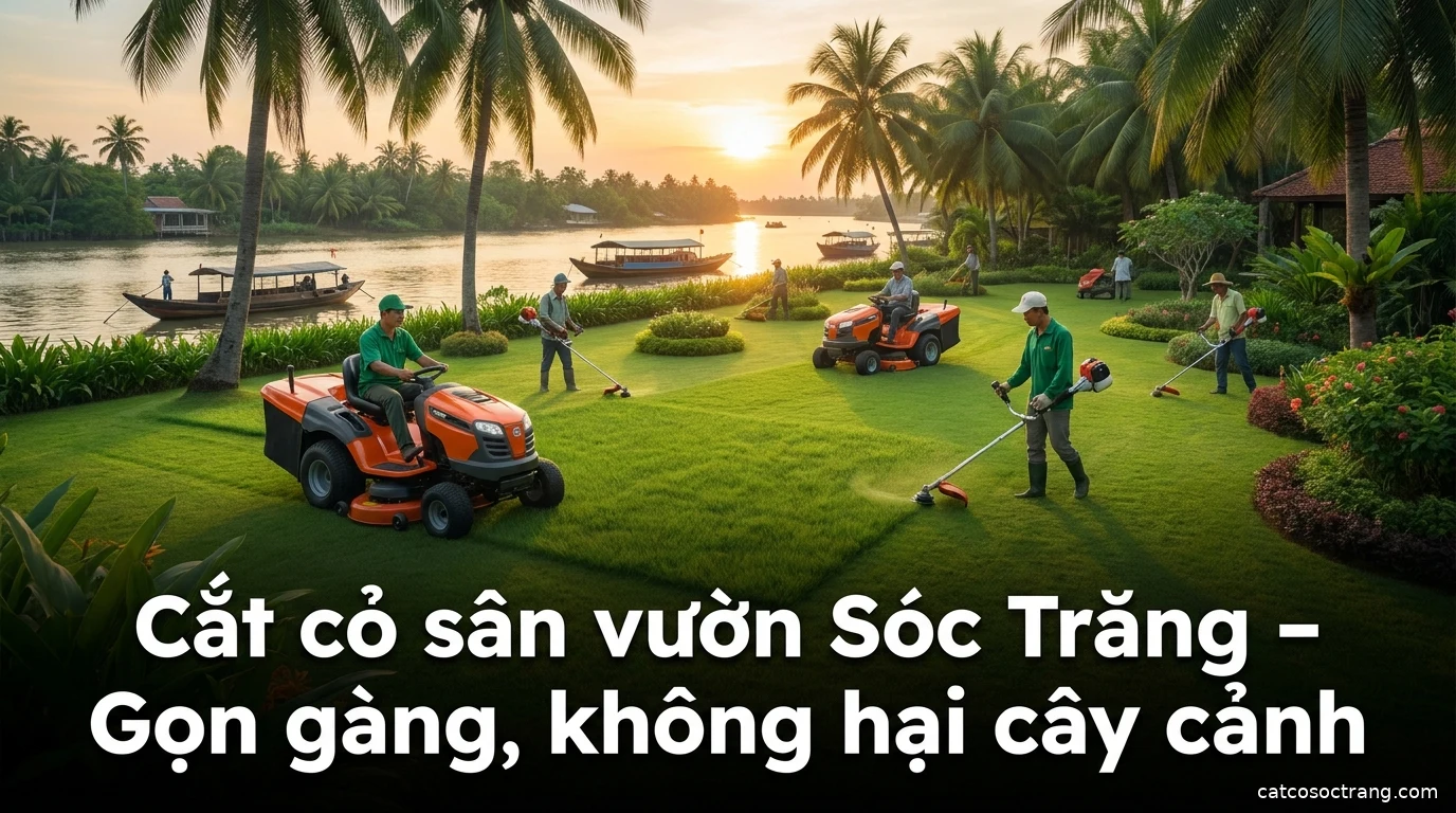 Cắt cỏ sân vườn Sóc Trăng – Gọn gàng, không hại cây cảnh